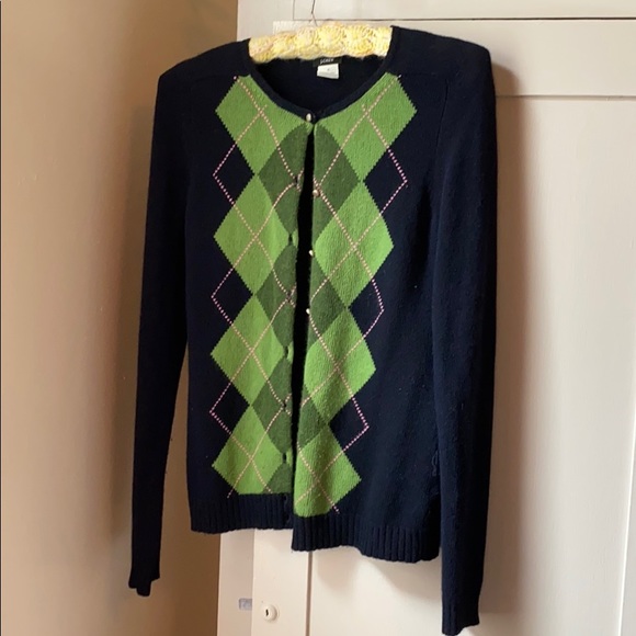 Jcrew Argyle Sweater Cardigan 